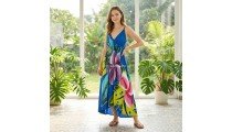 Rayon Dress Hand Painted for Summer by Balinese Artisans